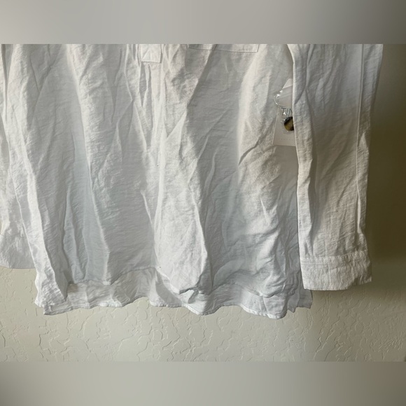 Time and Tru|White Long Tunic Button Down Blouse, Beachy Vibes•••Size Small,NWT - Picture 11 of 13